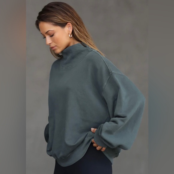 Joah Brown mock neck oversized terry sweatshirt - Picture 2 of 8